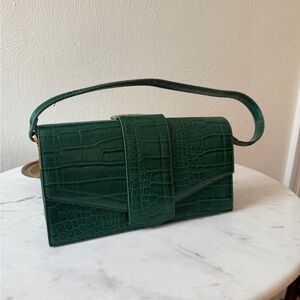 Green crocodile shoulder bag purse